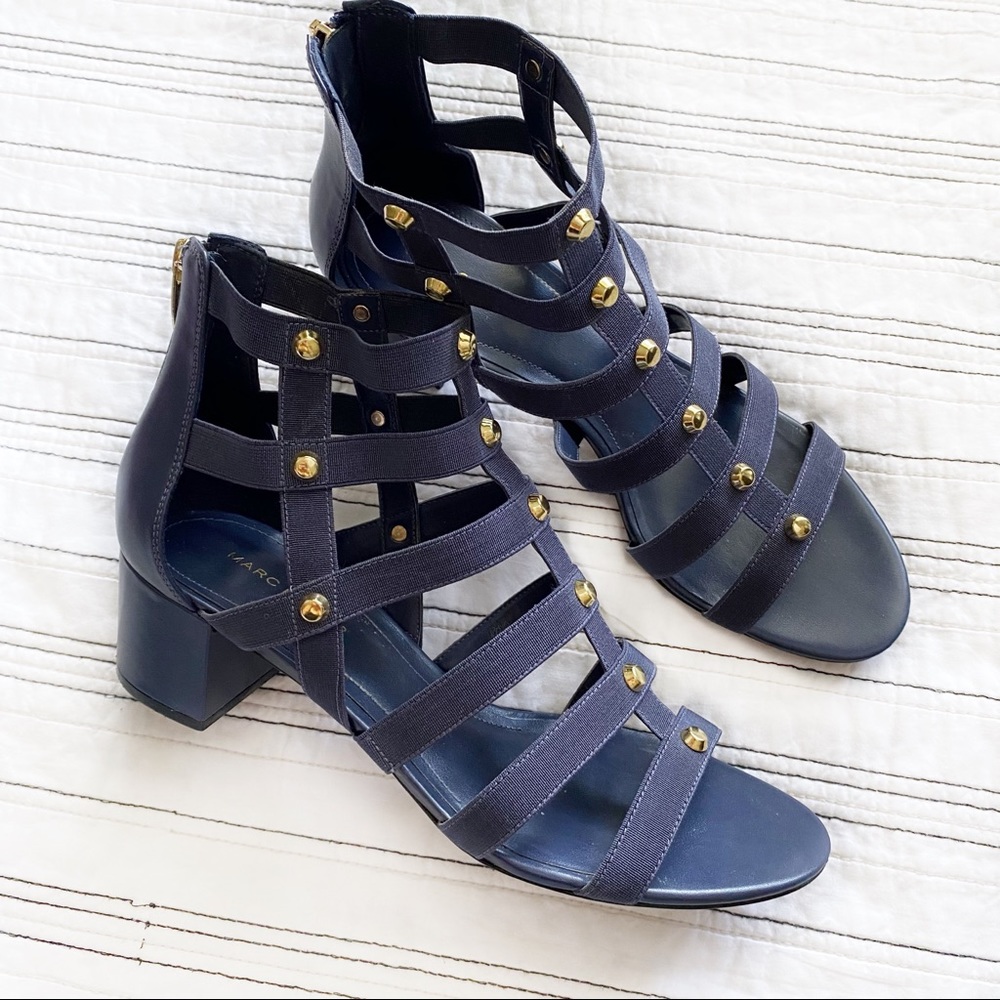 Marc Fisher Cage Sandals with Block Heels in Navy sz 9.5